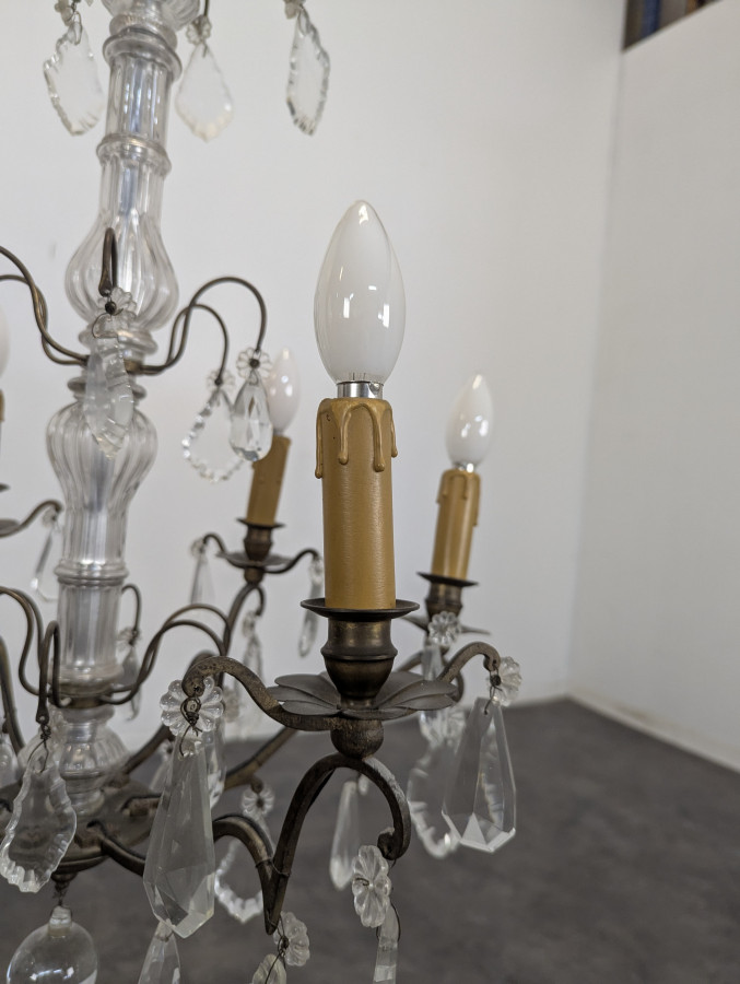 Lustre à pampille de cristal à 6 feux