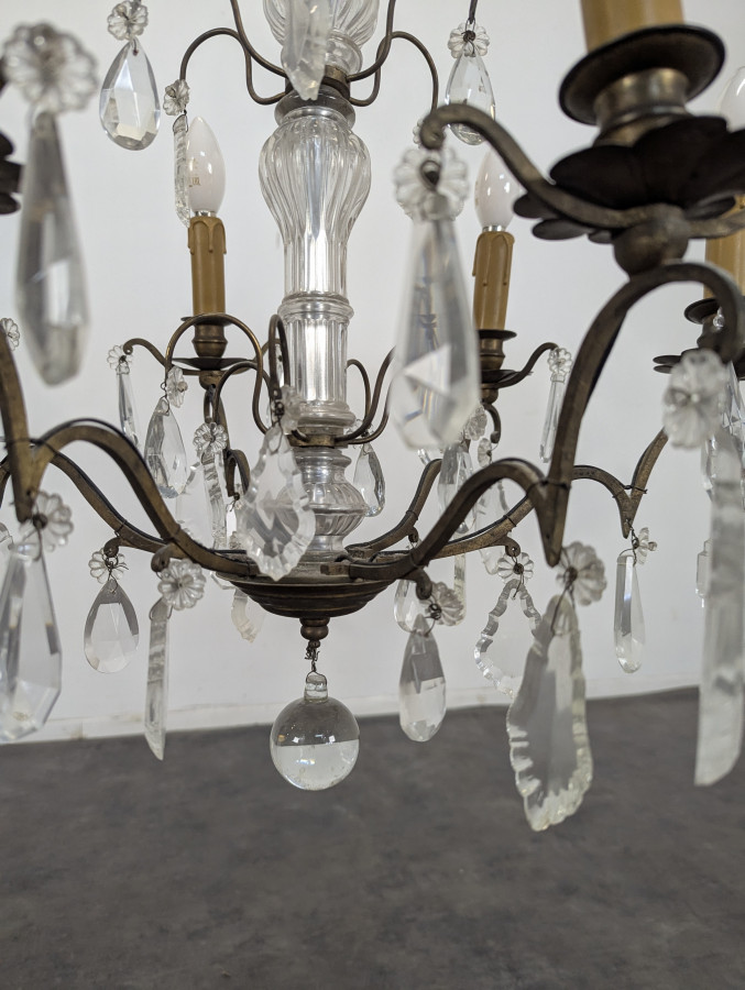Lustre à pampille de cristal à 6 feux