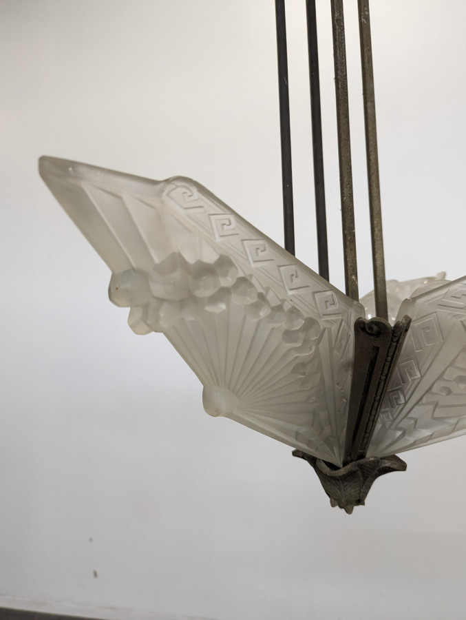 Lustre Art déco géométrique signé par Schneider