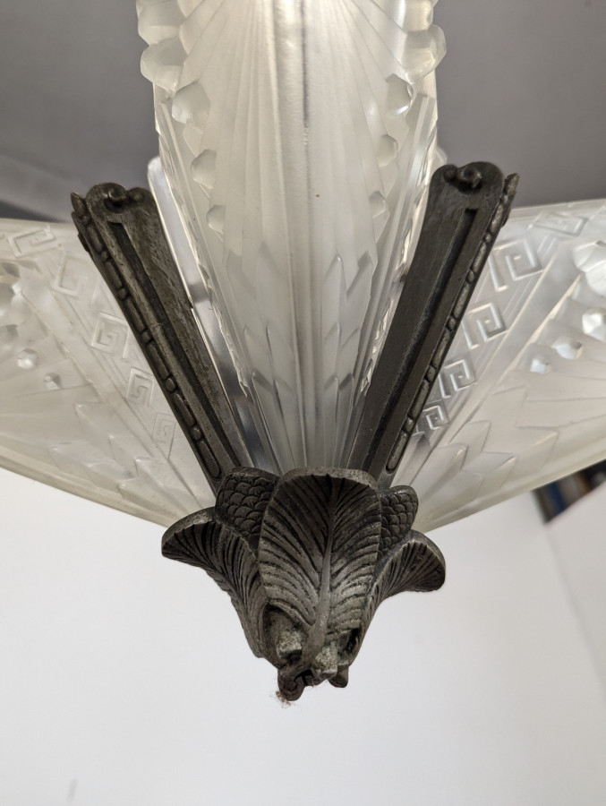Lustre Art déco géométrique signé par Schneider