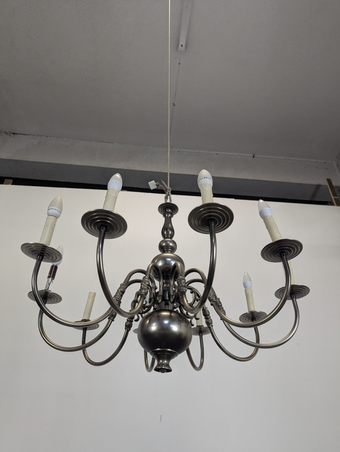 Lustre Hollandais à 10 feux en Laiton étamé