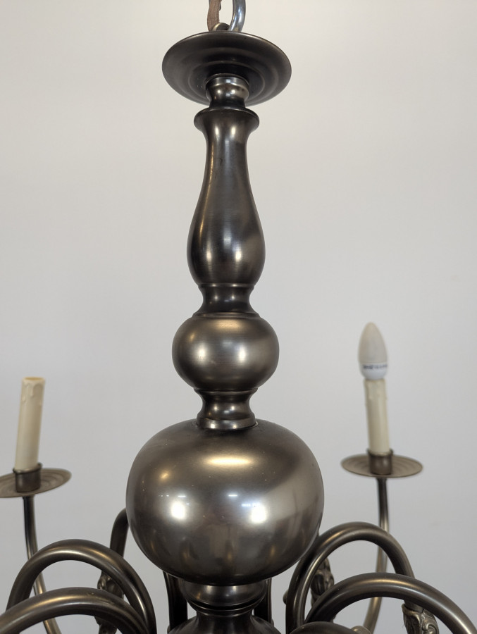 Lustre Hollandais à 10 feux en Laiton étamé