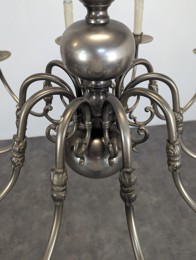 Lustre Hollandais à 10 feux en Laiton étamé