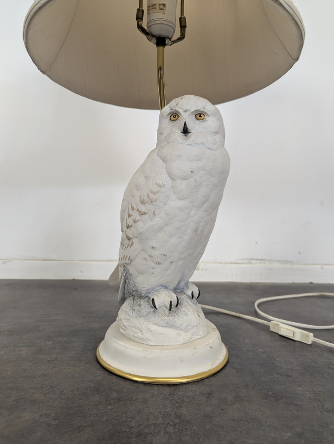 Lampe Hibou Harfang en porcelaine par Raymond Watson