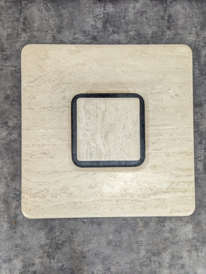 Table basse en travertin et verre Design Italien