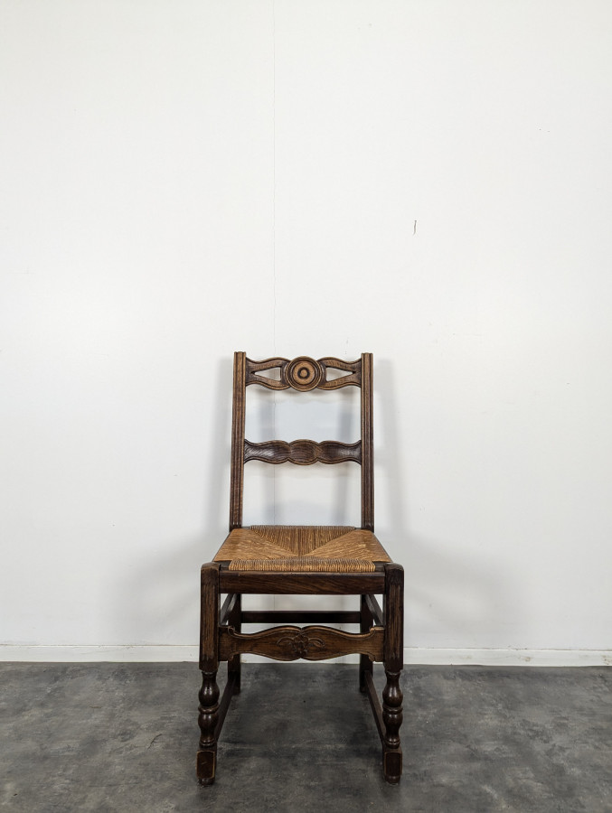 Série de 6 chaises brutalistes DLG Dudouyt