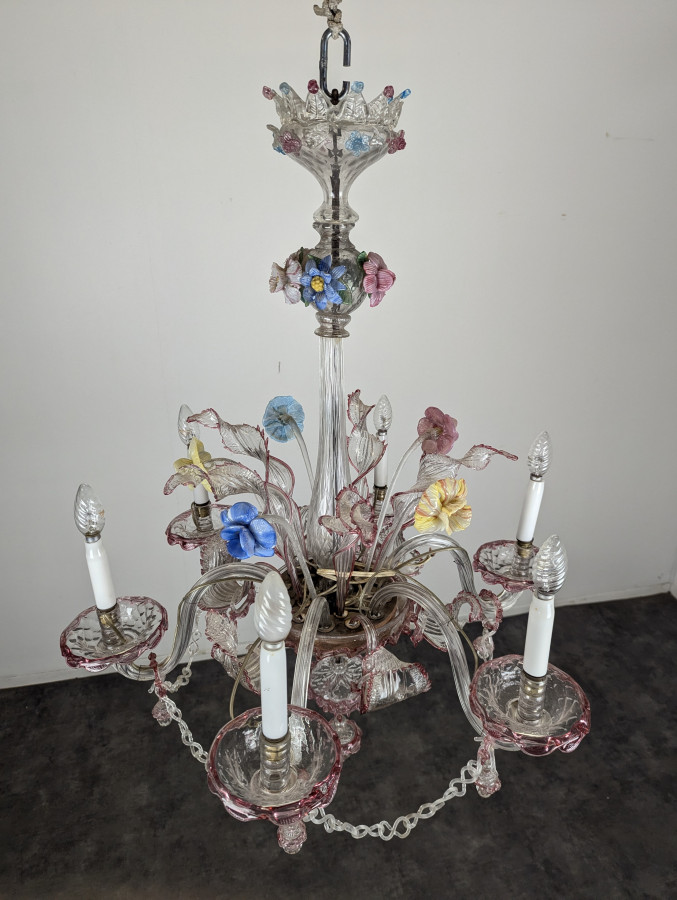 Lustre Vénitien Polychrome en verre soufflé