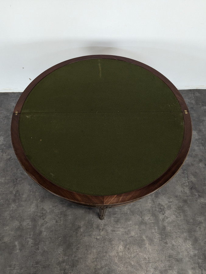Table demi lune ou table à jeu en Acajou moucheté