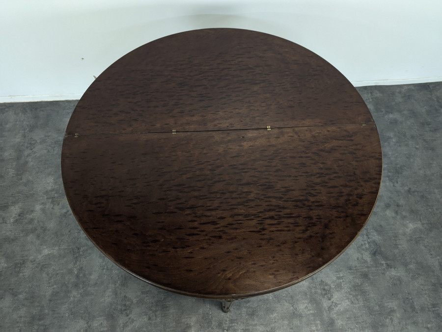 Table demi lune ou table à jeu en Acajou moucheté