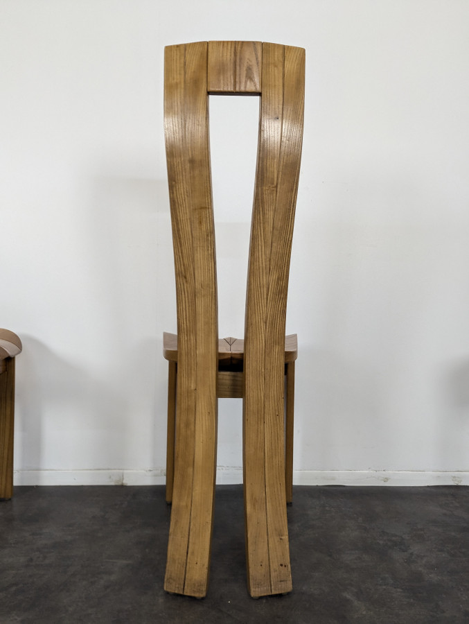 Série de 4 chaises en orme massif Seltz