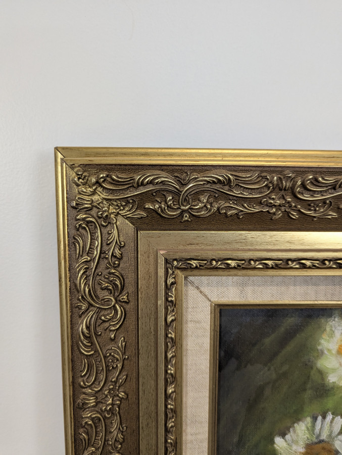 Tableau Huile sur toile à décor de bouquets de fleurs