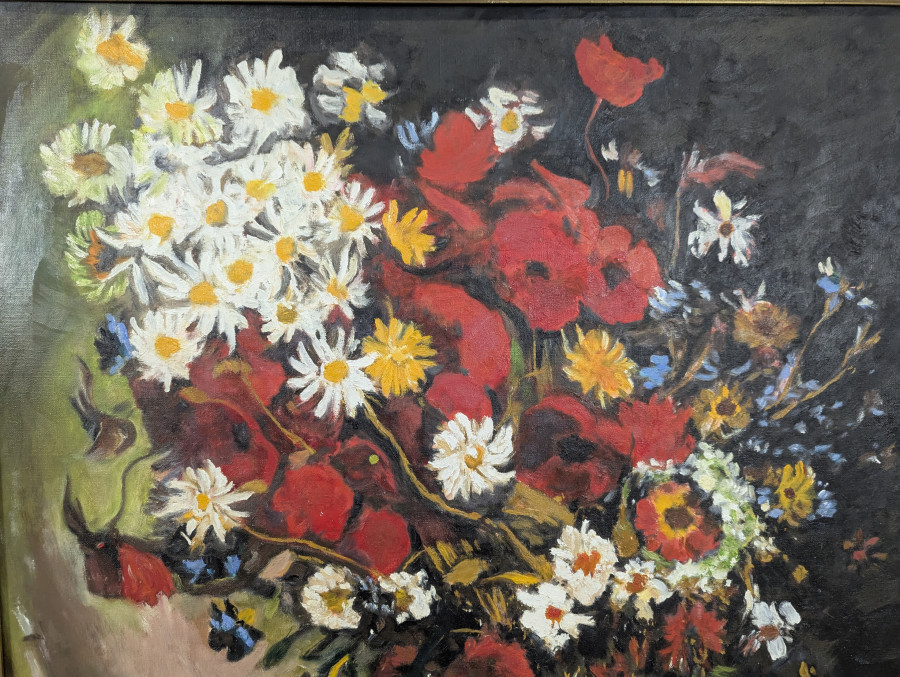 Tableau Huile sur toile à décor de bouquets de fleurs