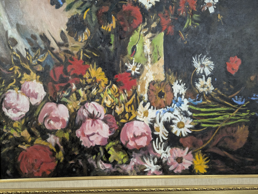 Tableau Huile sur toile à décor de bouquets de fleurs