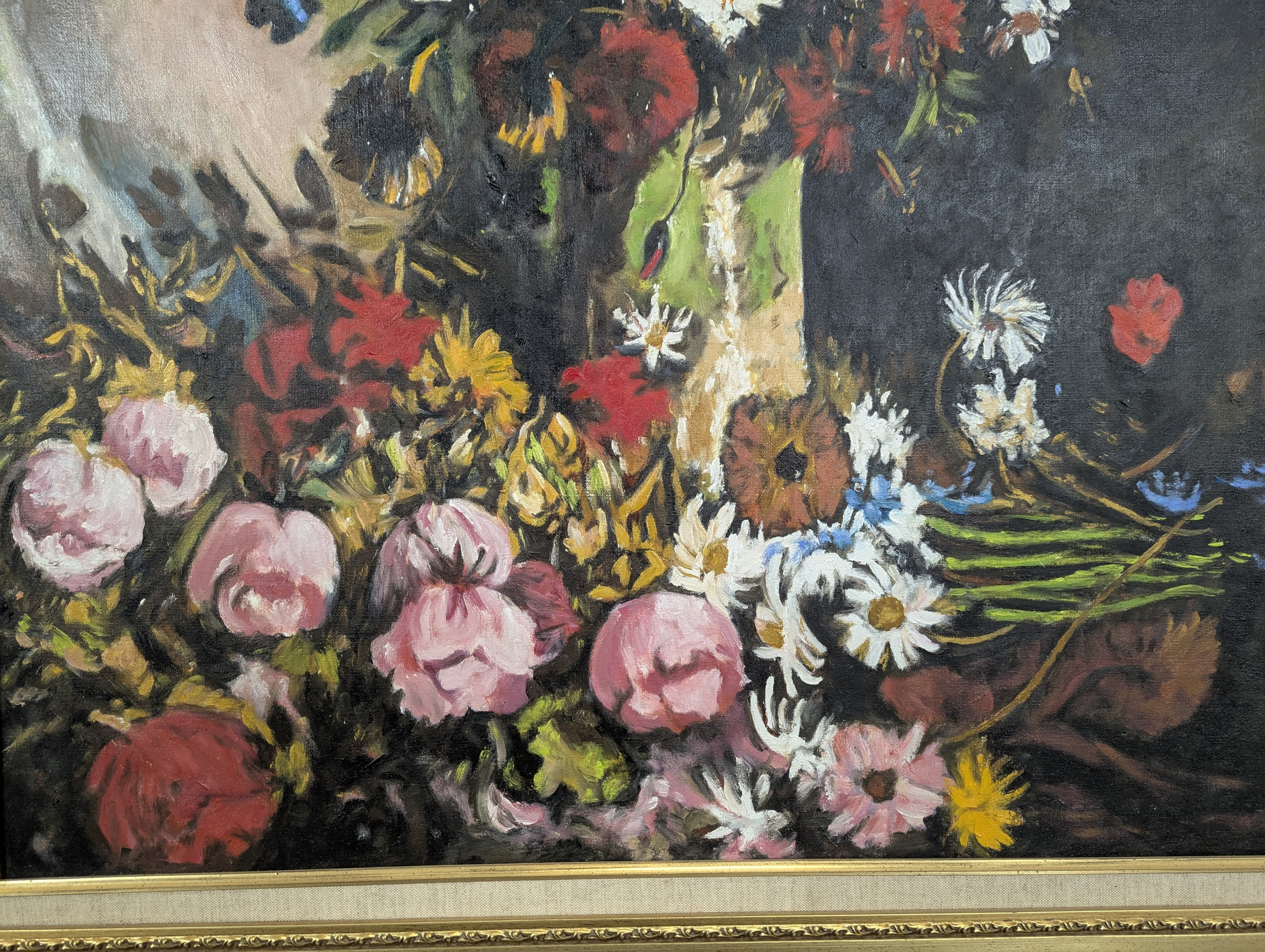 Tableau Huile sur toile à décor de bouquets de fleurs - La Brocante En ...