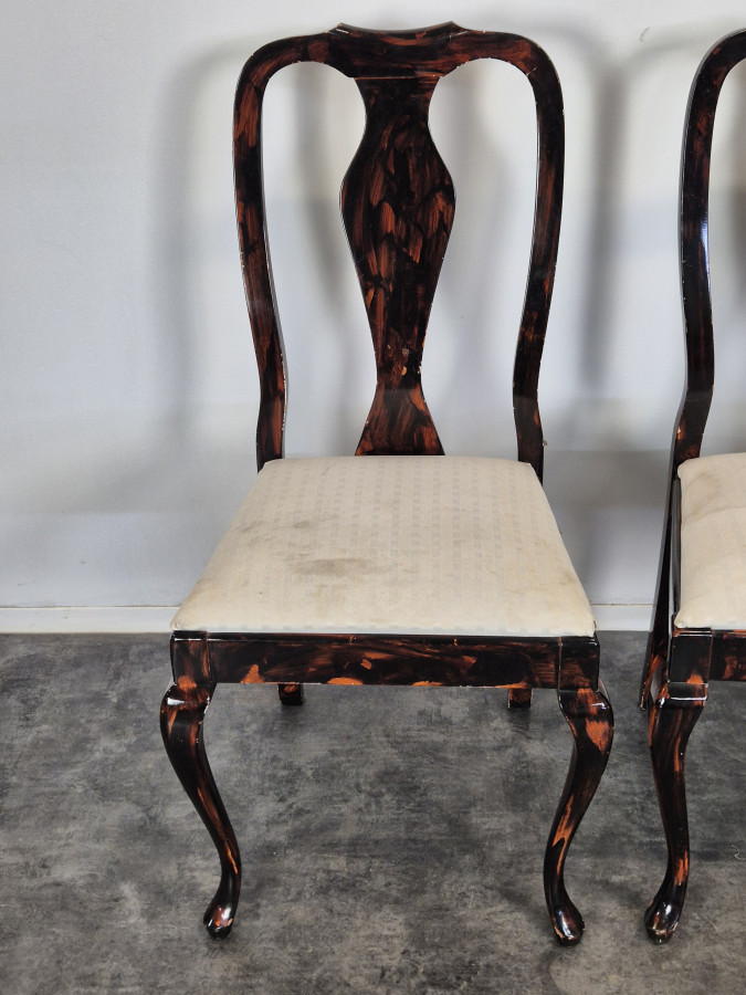 Série de 4 chaises en imitation écailles de tortue années 80 de Eric Maville