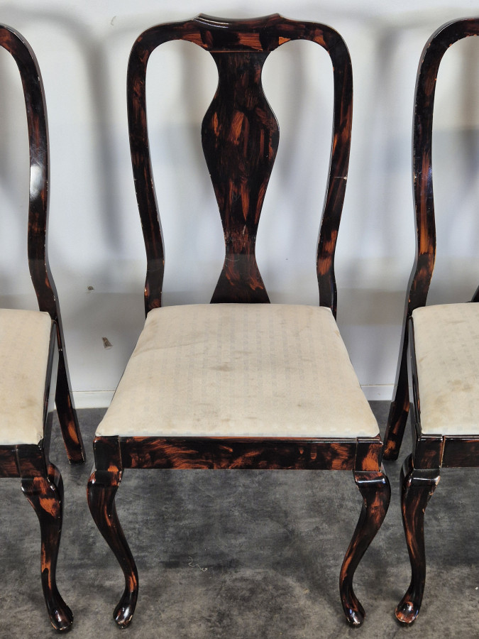 Série de 4 chaises en imitation écailles de tortue années 80 de Eric Maville