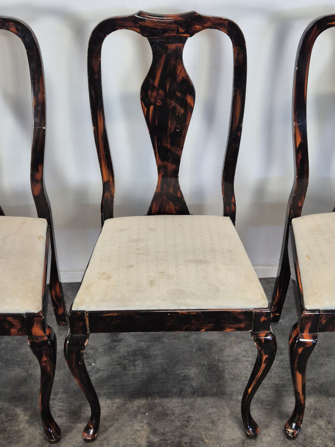 Série de 4 chaises en imitation écailles de tortue années 80 de Eric Maville