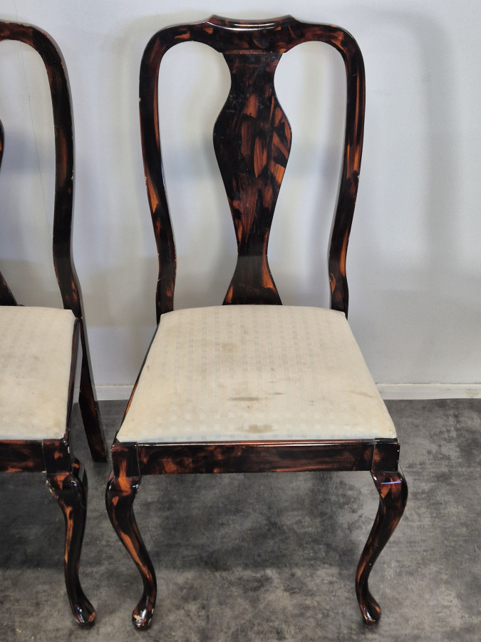 Série de 4 chaises en imitation écailles de tortue années 80 de Eric Maville