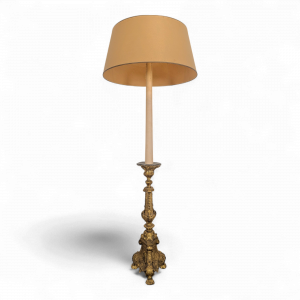 Grand pic cierge en bronze monté en lampe