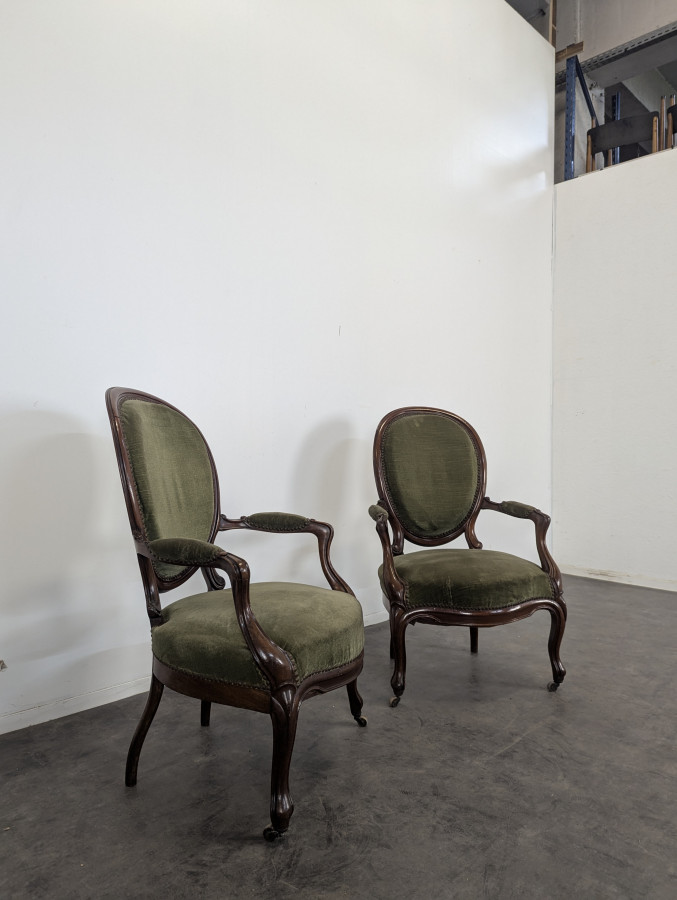 Paire de fauteuils de style Louis XV en Acajou