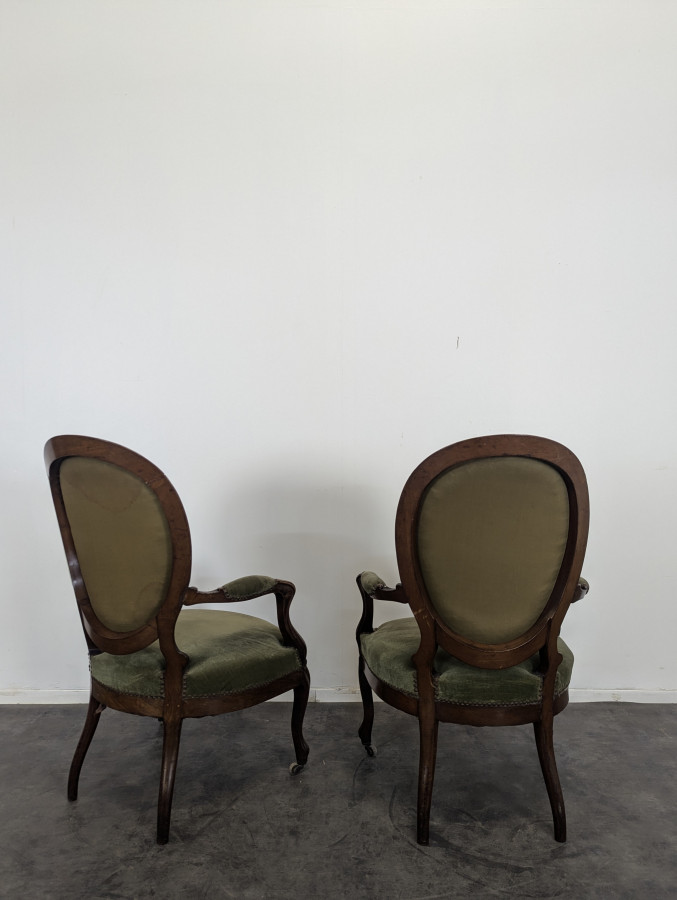 Paire de fauteuils de style Louis XV en Acajou