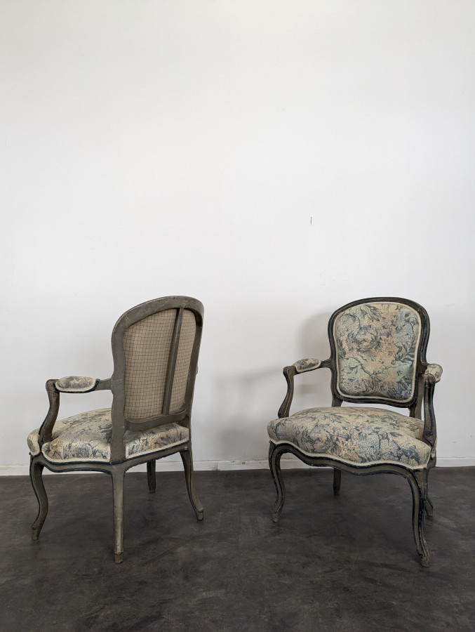 Paire de fauteuil cabriolet époque Louis XV