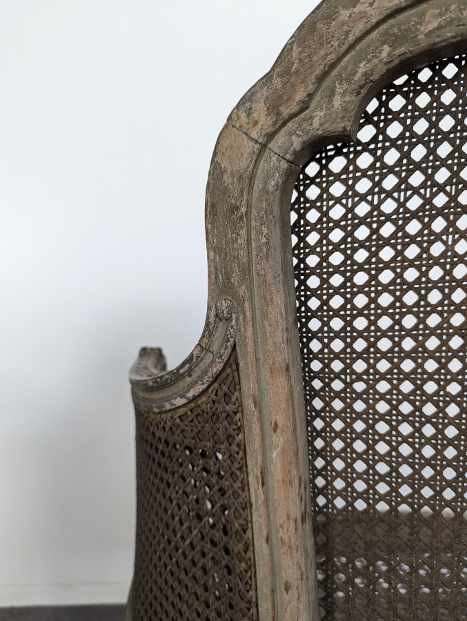 Paire de fauteuil cannés réchampi de style Louis XVI