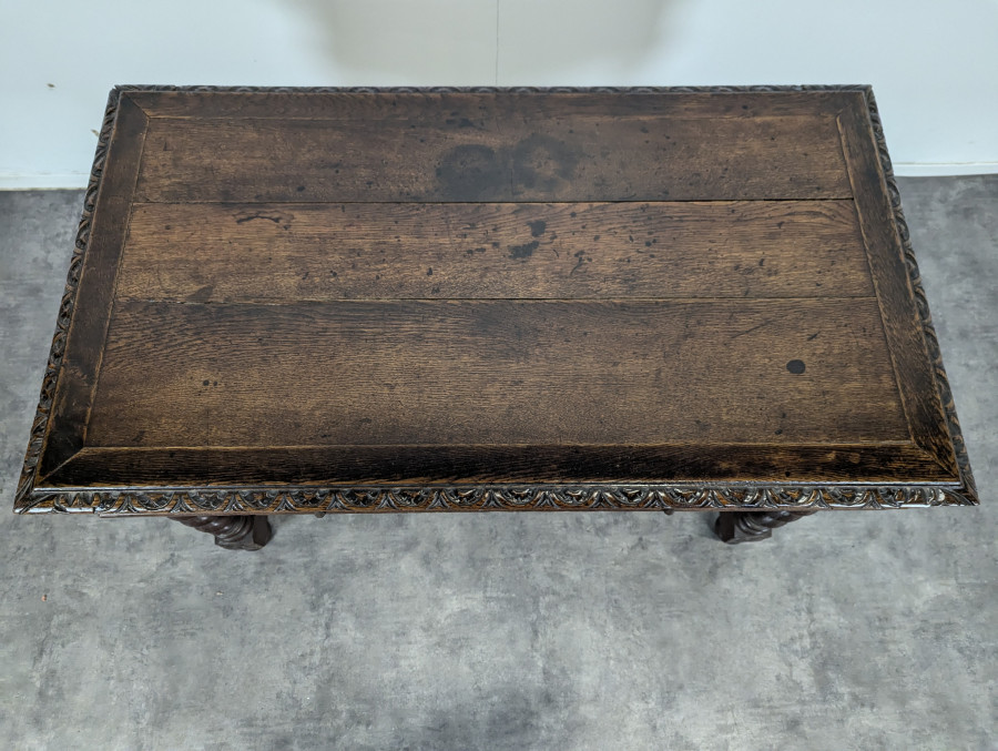 Table bureau de style Louis XIII en chêne