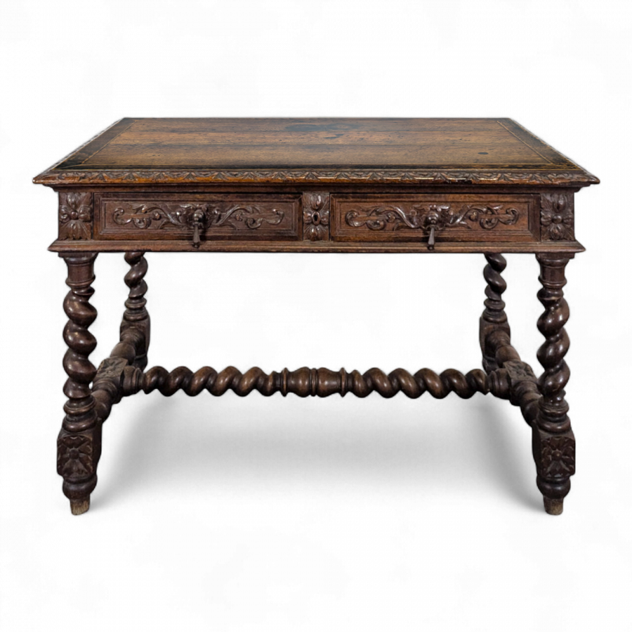 Table bureau de style Louis XIII en chêne
