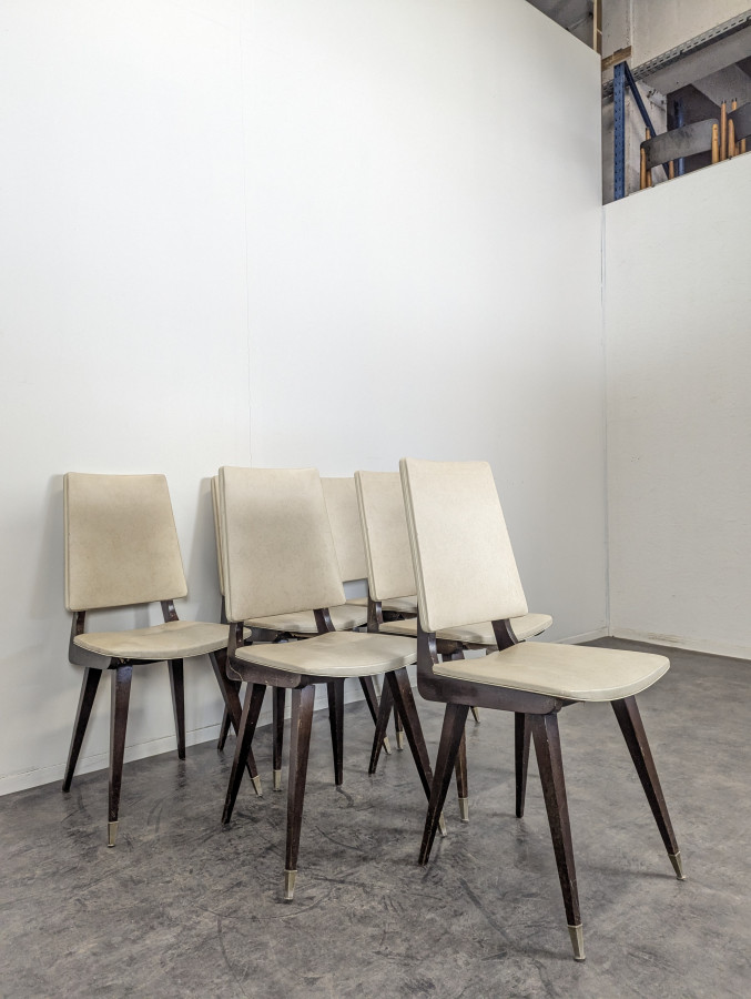 Série de 6 chaises années 50 design Italien