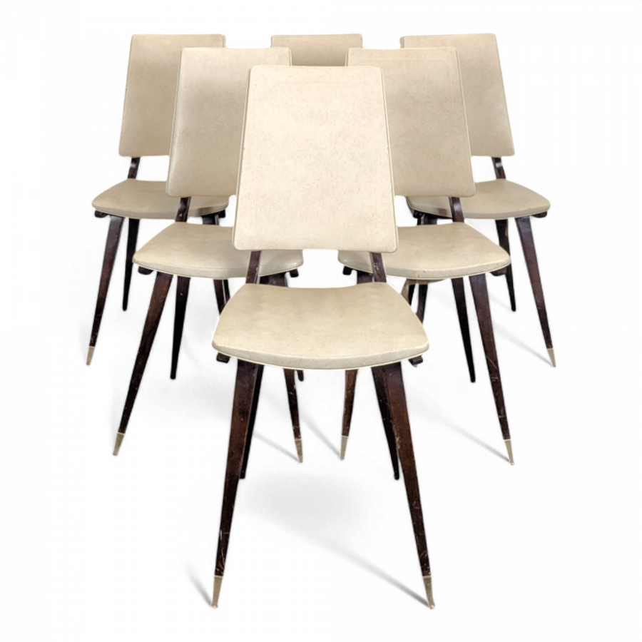 Série de 6 chaises années 50 design Italien