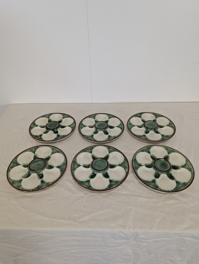Série de 6 assiettes à Saint-Jacques ou Huitres