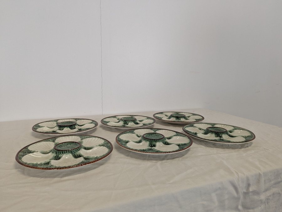 Série de 6 assiettes à Saint-Jacques ou Huitres
