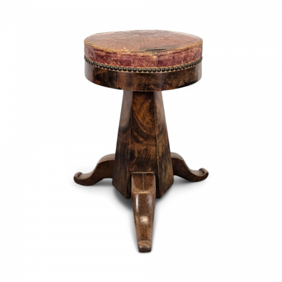 Tabouret de piano en plaquage d'Acajou