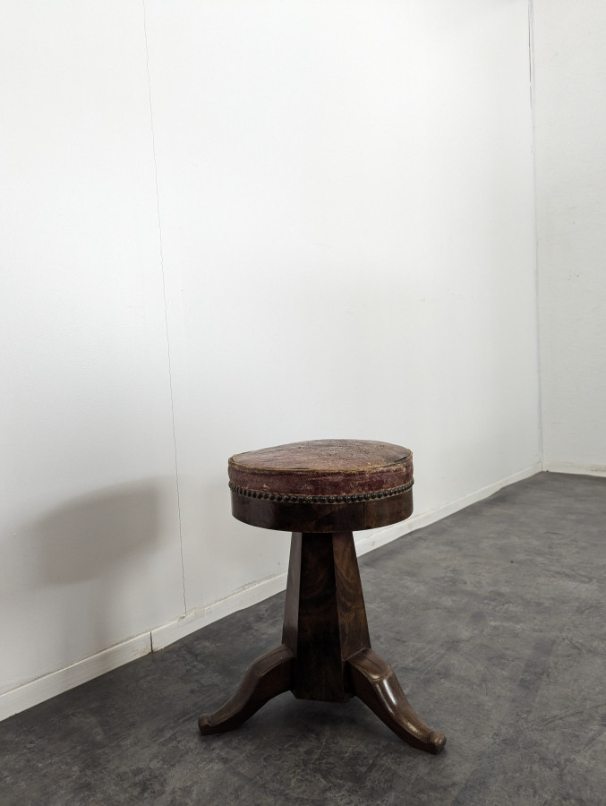 Tabouret de piano en plaquage d'Acajou