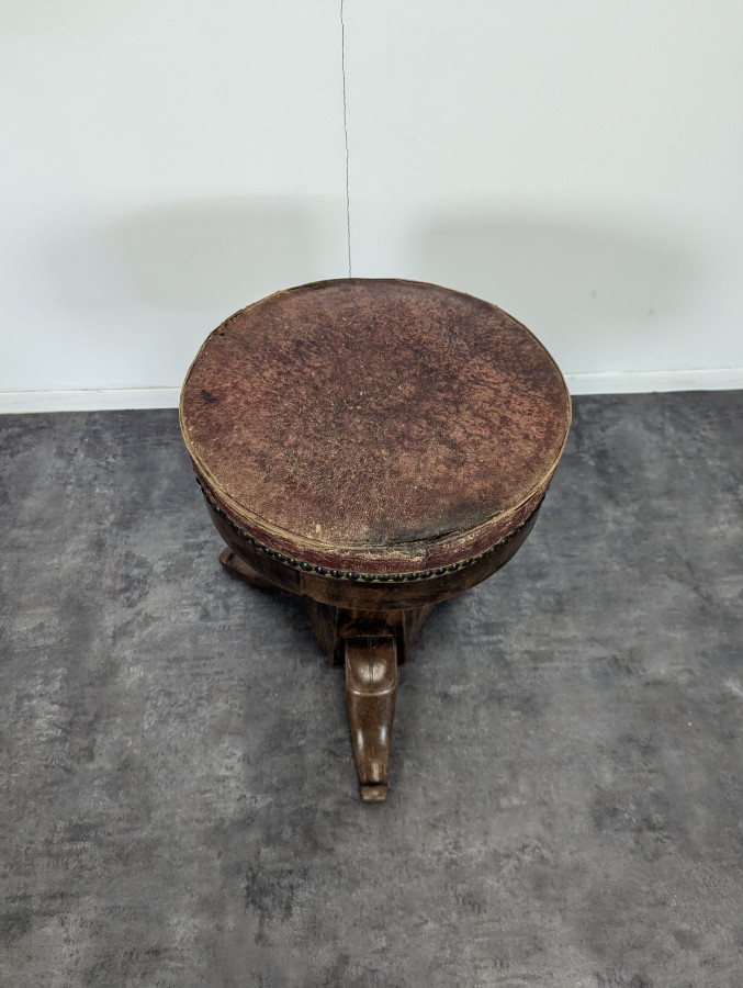 Tabouret de piano en plaquage d'Acajou