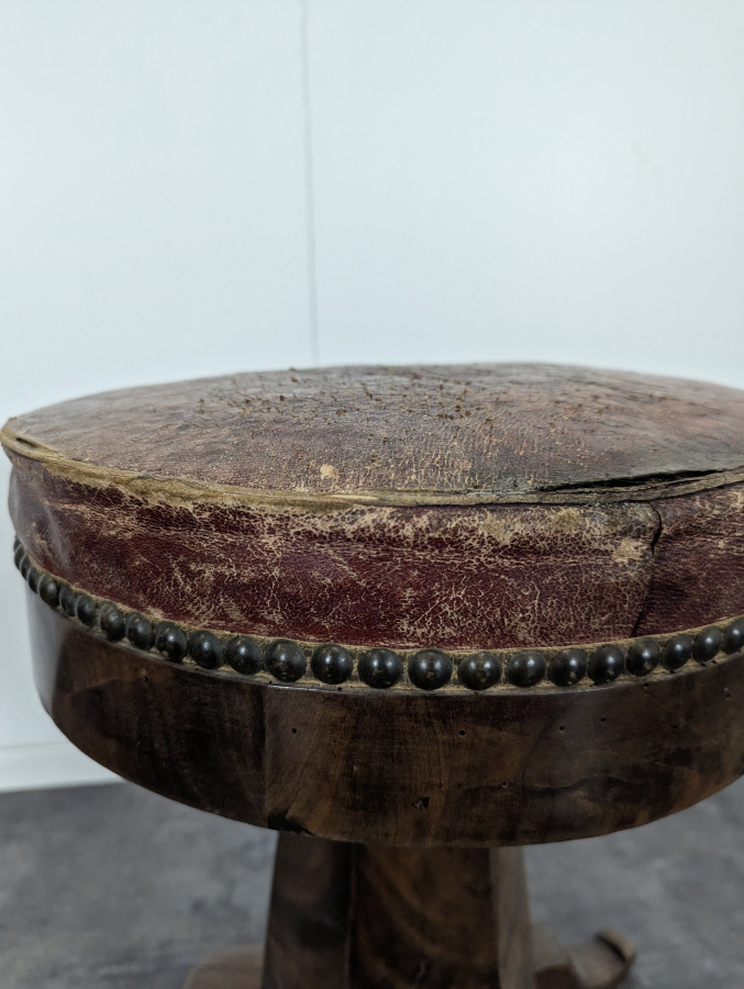 Tabouret de piano en plaquage d'Acajou