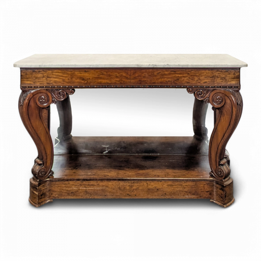 Console à fond de glace d'époque Restauration estampillée Gomien