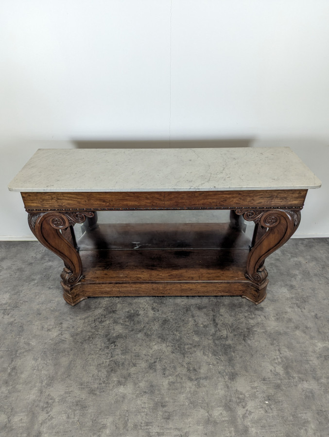 Console à fond de glace d'époque Restauration estampillée Gomien