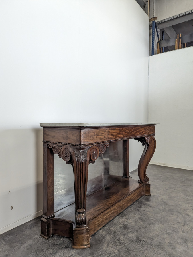 Console à fond de glace d'époque Restauration estampillée Gomien