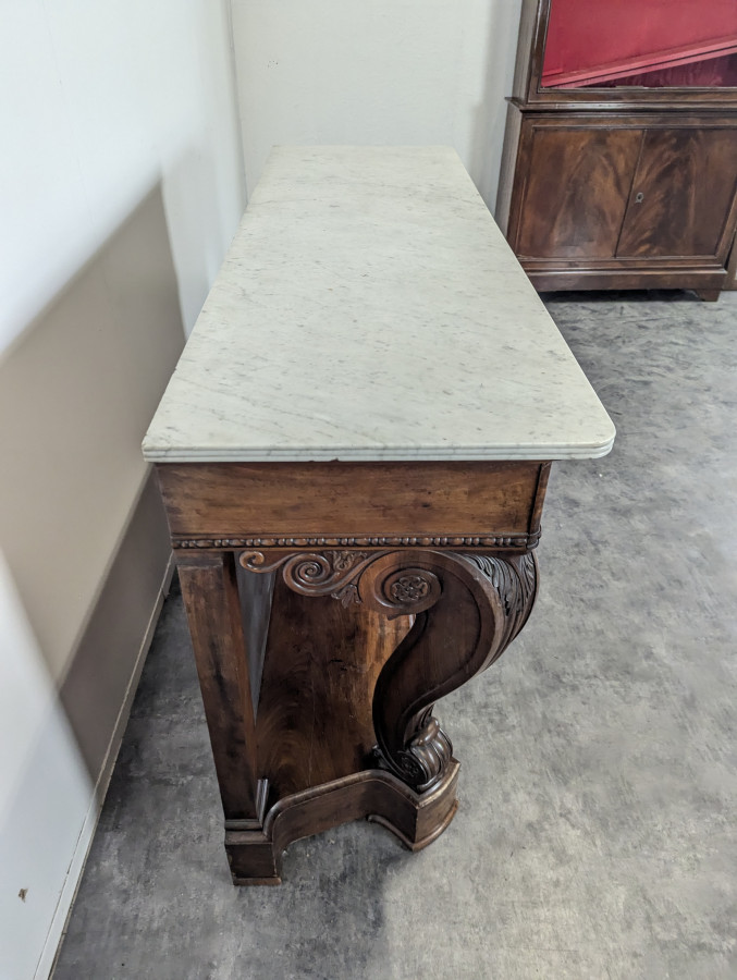 Console à fond de glace d'époque Restauration estampillée Gomien