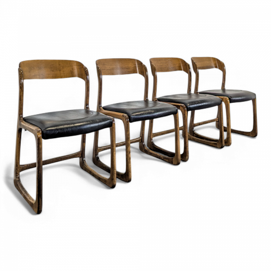 Série de 4 chaises Baumann modèle Traineau