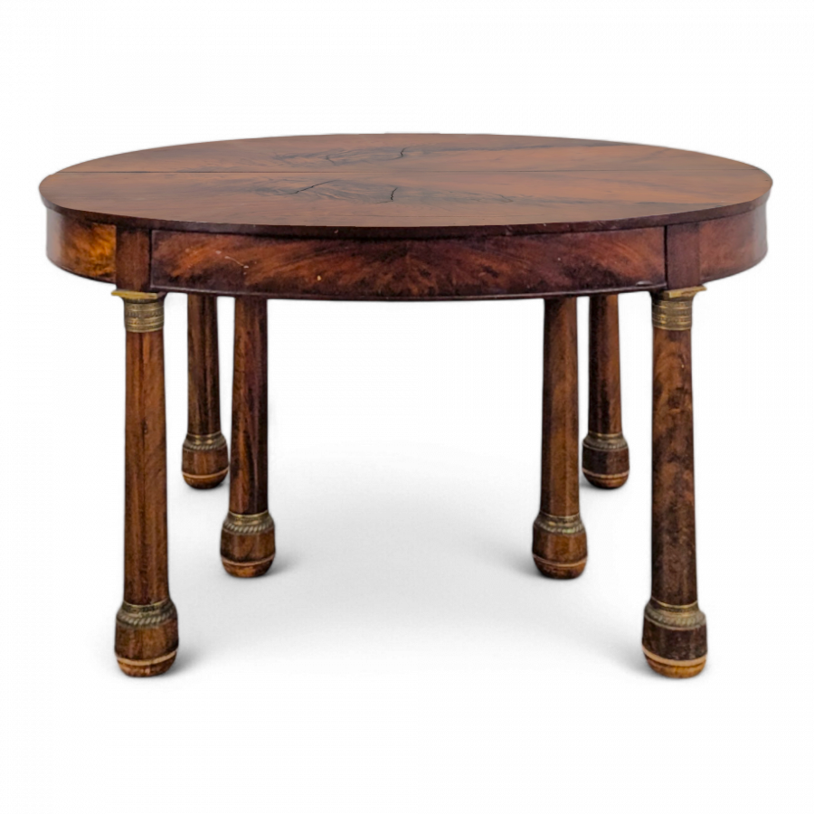Table à 6 pieds de style Empire en plaquage d'Acajou
