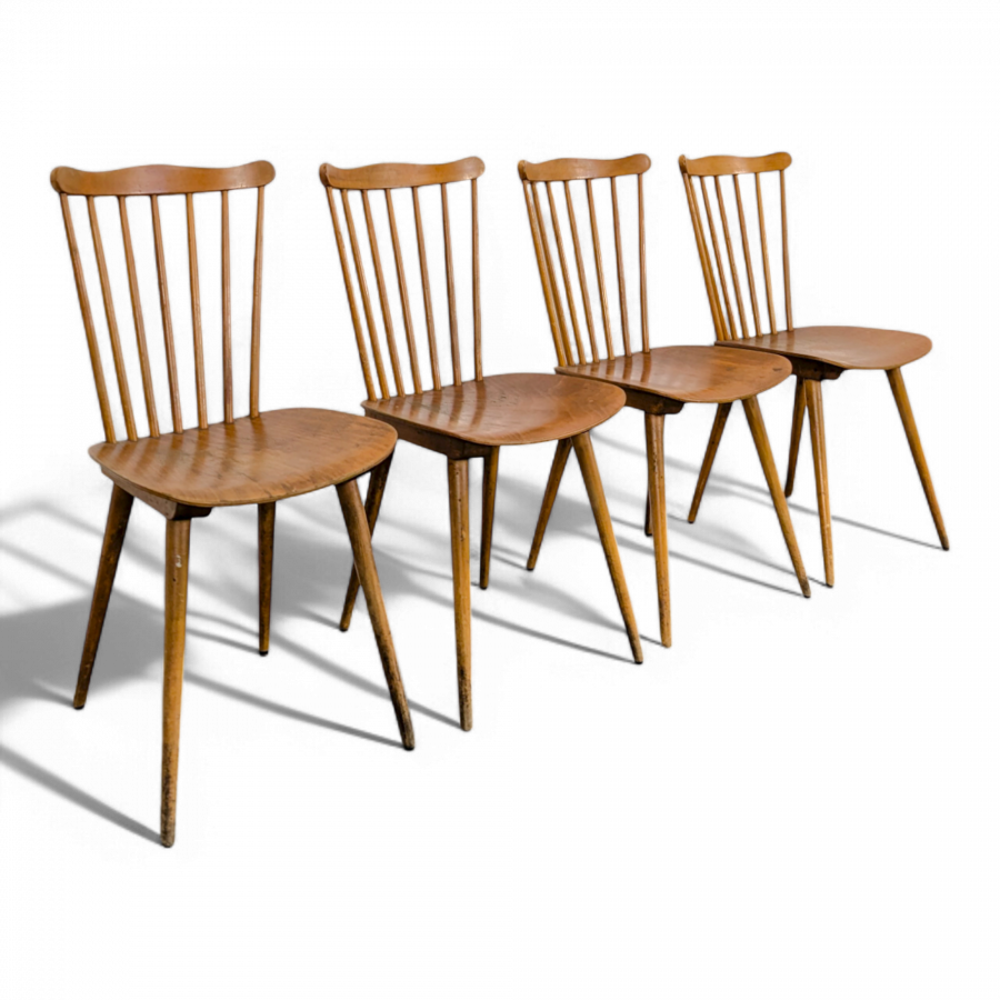 Série de 4 chaises Baumann Menuet à Pieds Compas