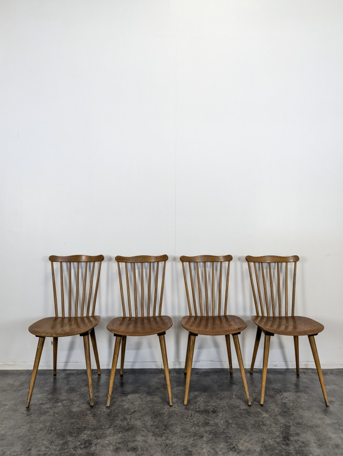 Série de 4 chaises Baumann Menuet à Pieds Compas