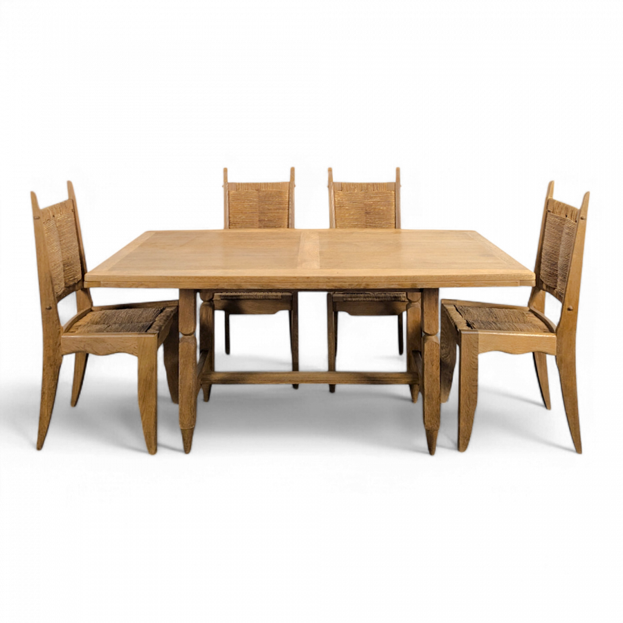 Ensemble Table et 4 chaises en chêne de Guillerme et Chambron