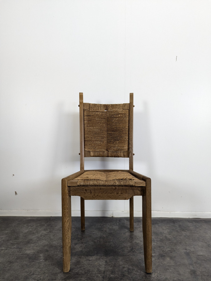 Ensemble Table et 4 chaises en chêne de Guillerme et Chambron
