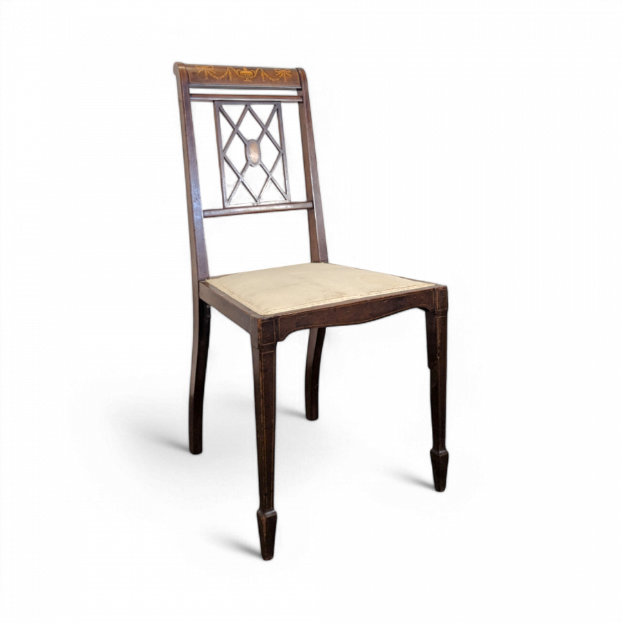 Chaise Anglaise en Marqueterie d'Acajou et Citronnier
