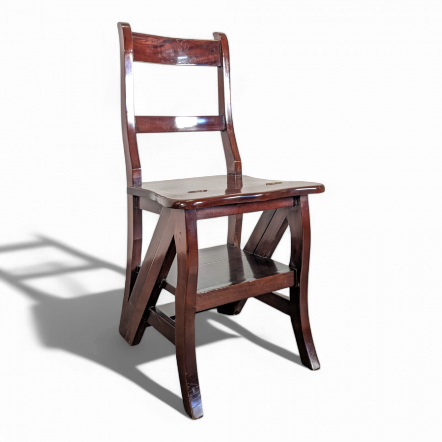 Chaise Escabeau en Acajou