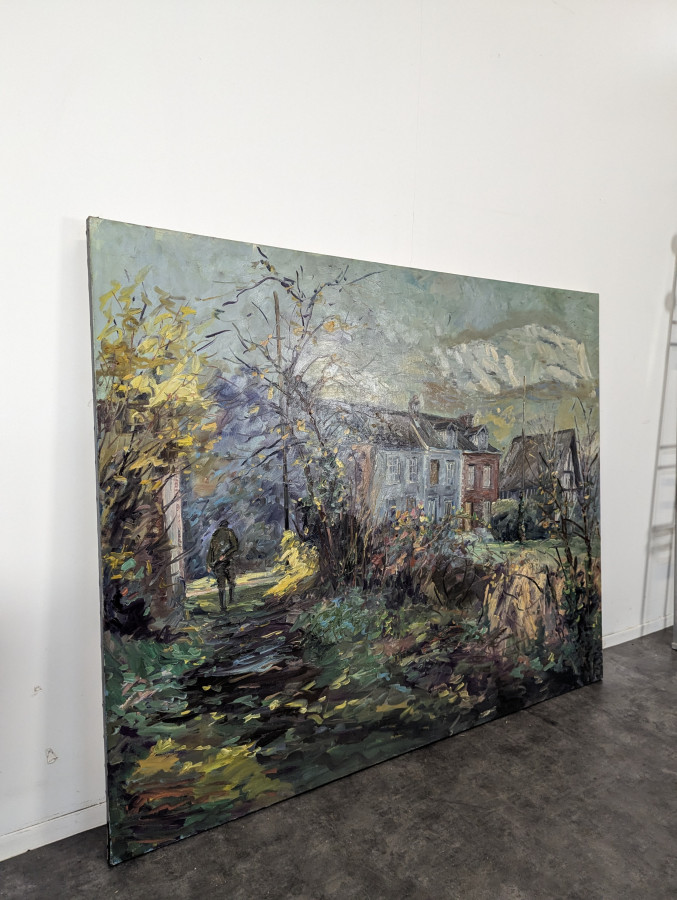 Grand Tableau d'un paysage Automnale à Orival de Jean Quéméré
